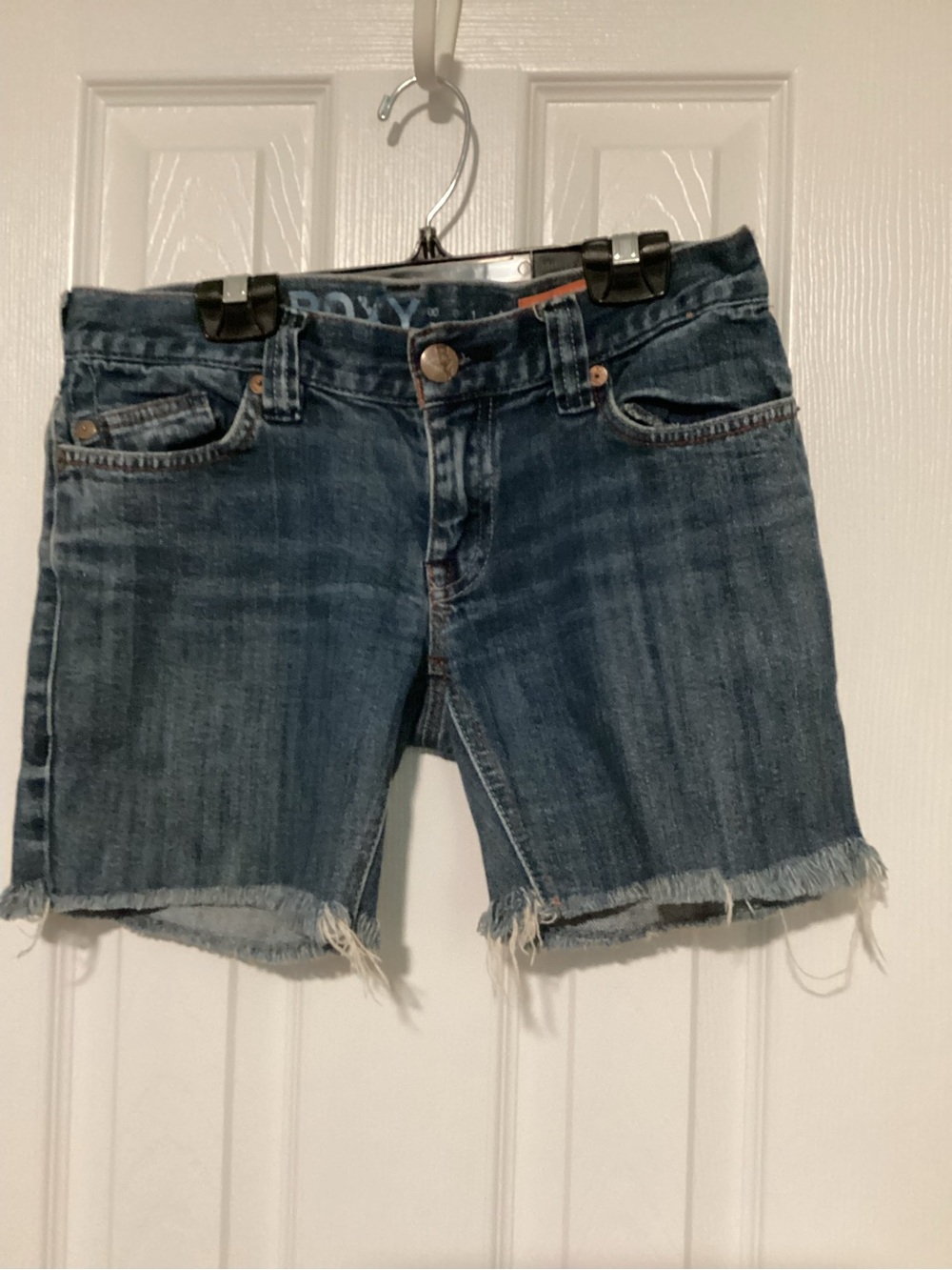 Roxy Distressed Hem Dark Blue Denim Shorts